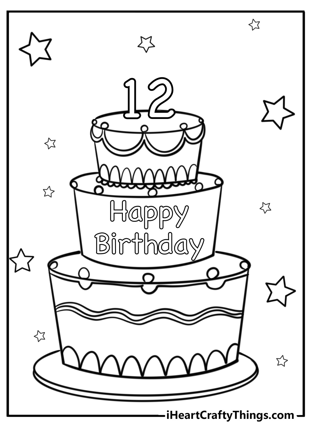 Happy 12th birthday coloring pages