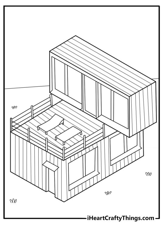 modular container house with rooftop deck modern coloring sheet