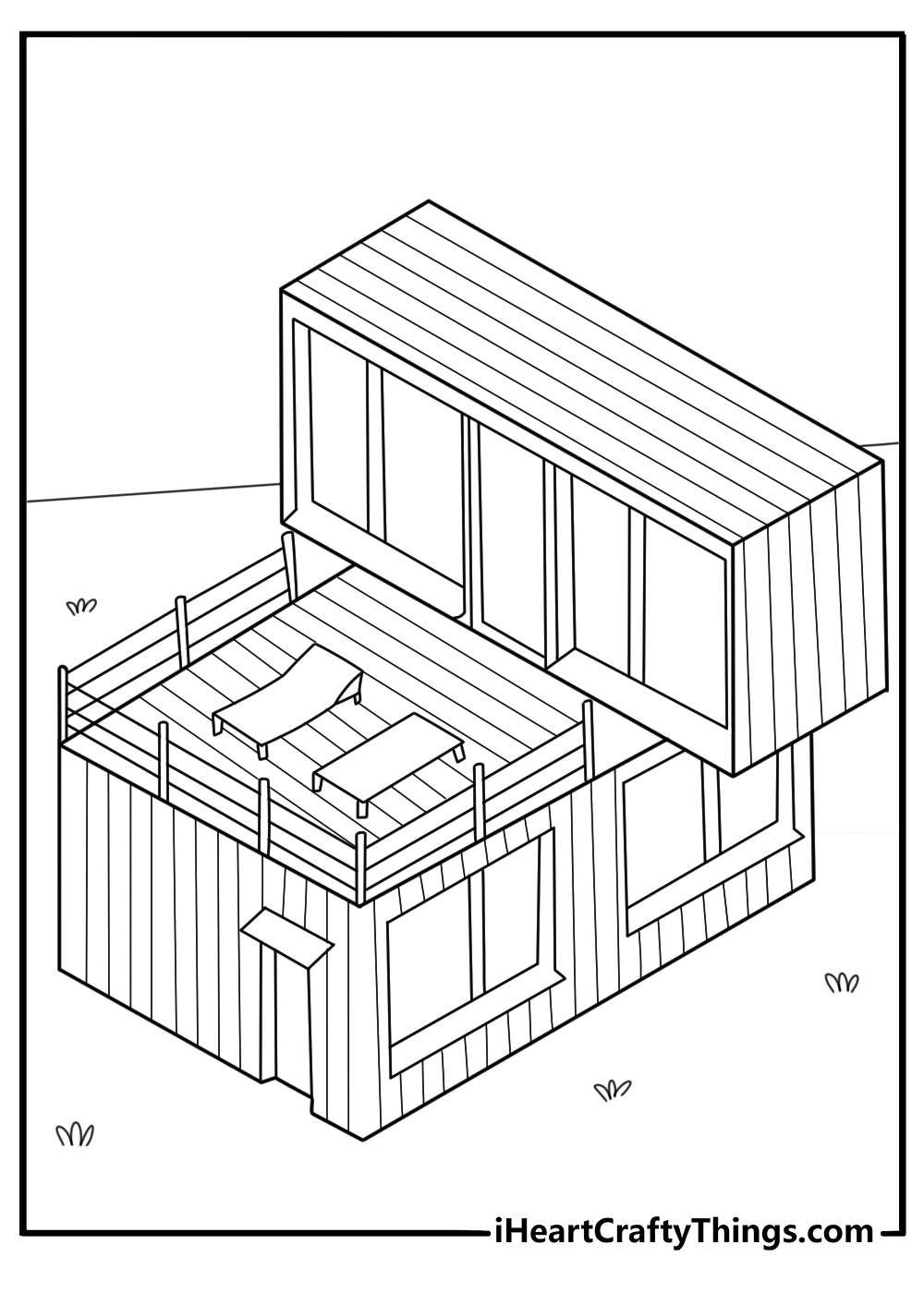 modular container house with rooftop deck modern coloring sheet