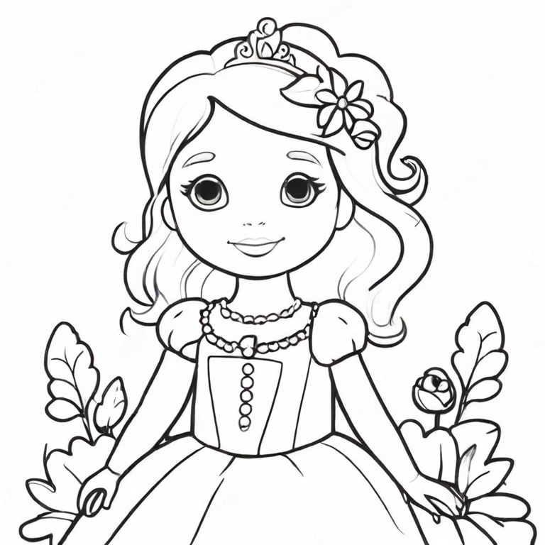 Cute Princess Coloring Pages for Kids Graphic by E A G L E · Creative  Fabrica