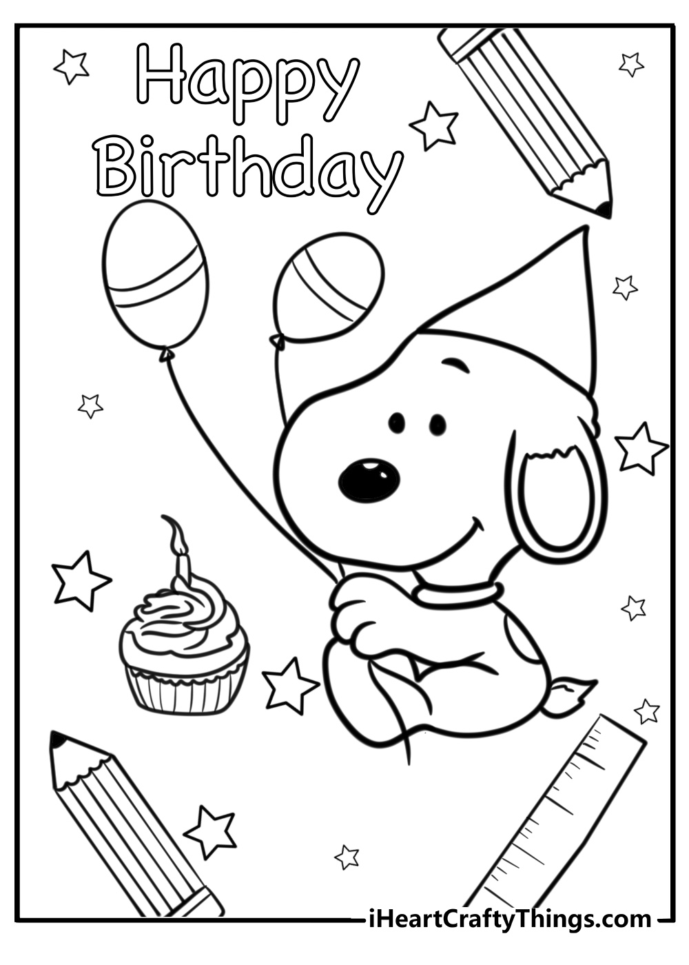 Snoopy birthday coloring pages