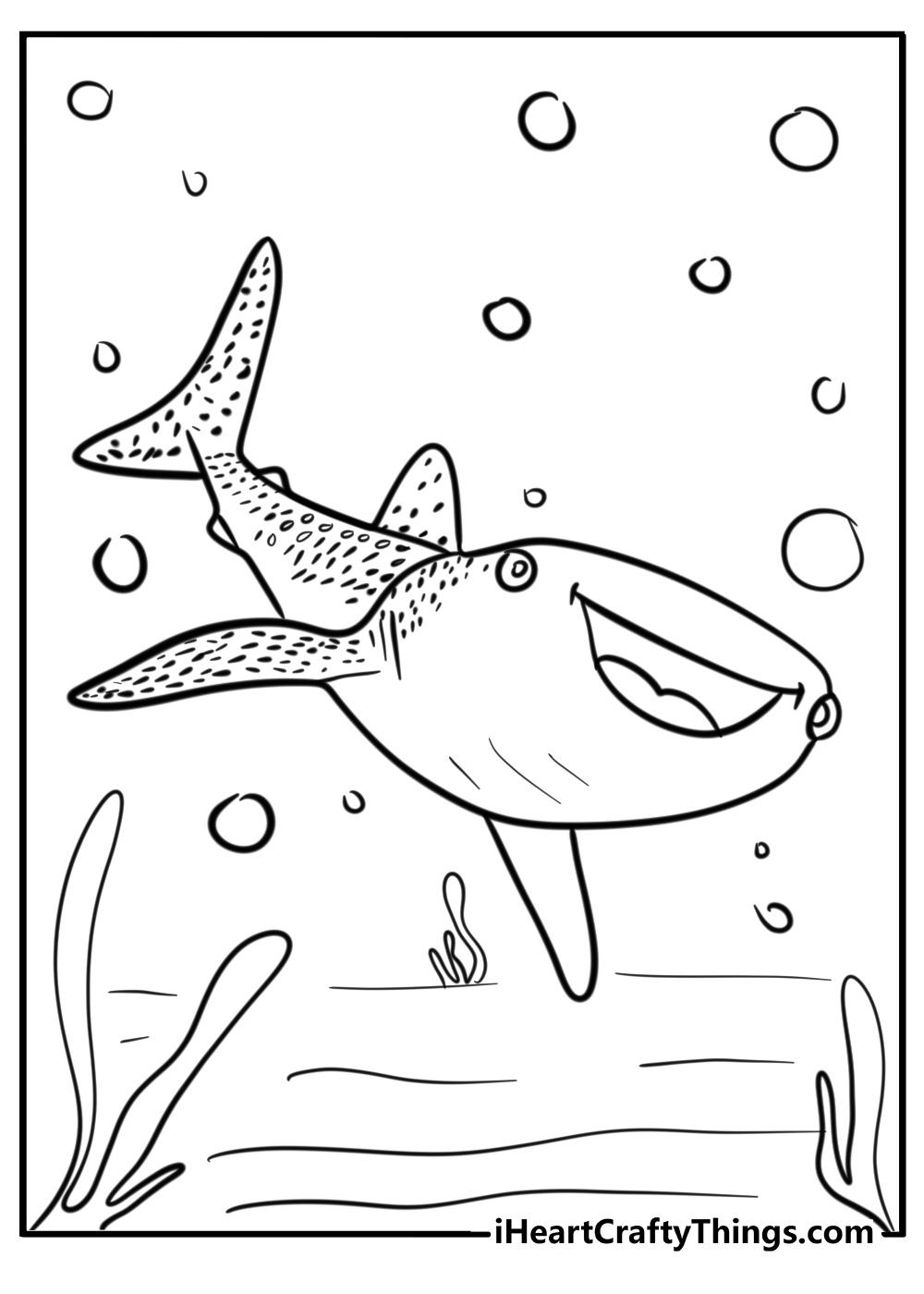 Textured whale shark coloring page