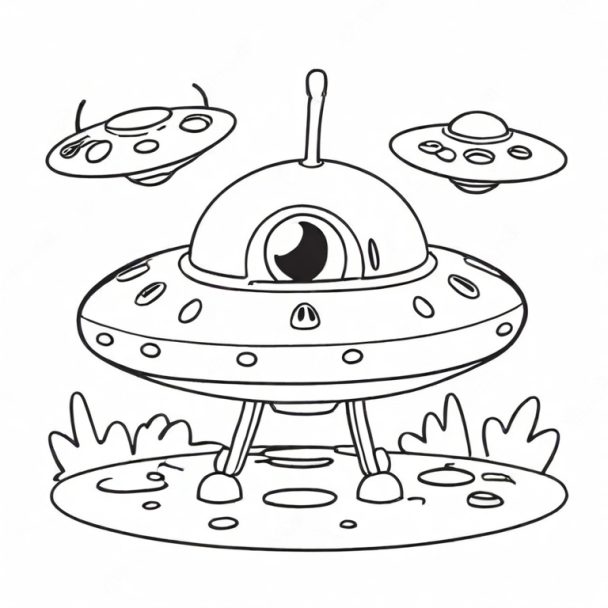 UFO Drawing - How To Draw A UFO Step By Step