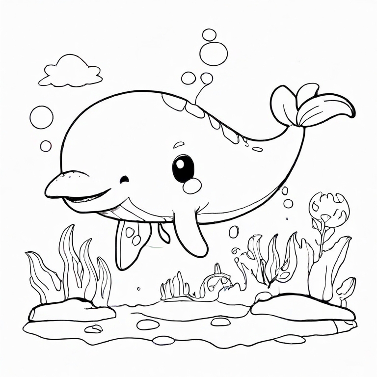cartoon whale drawing