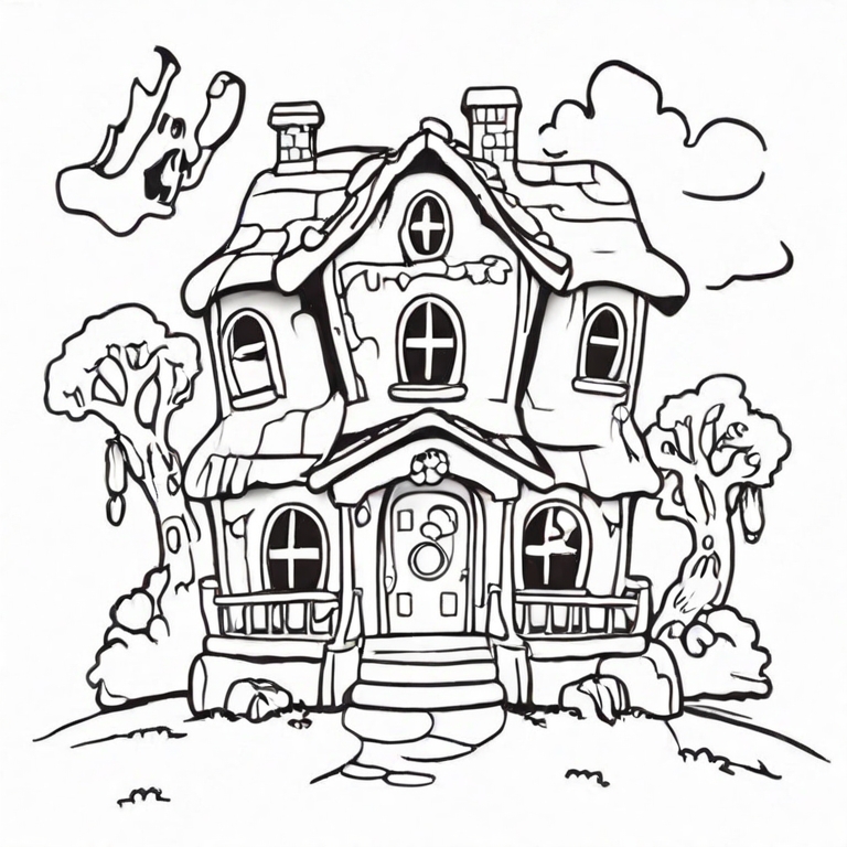 haunted house drawing for kids