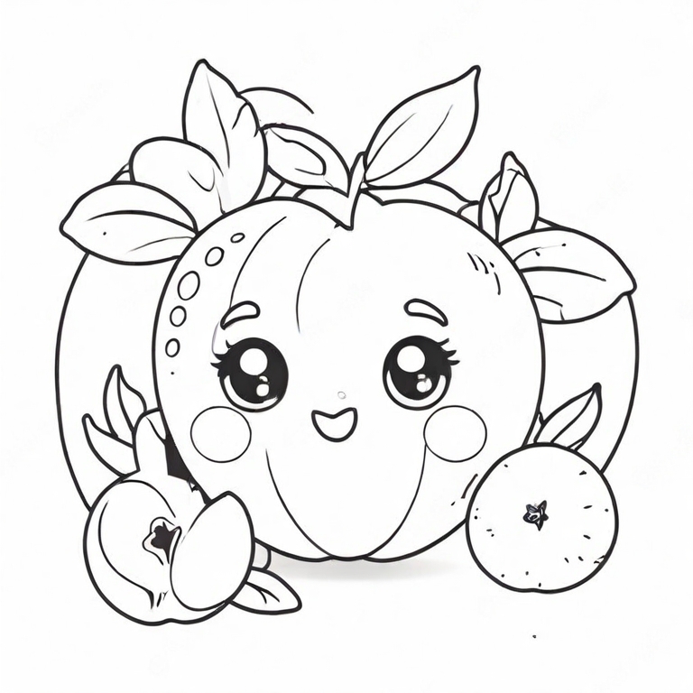 cartoon peach drawing