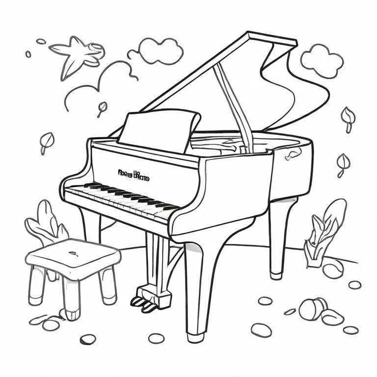 cartoon piano drawing