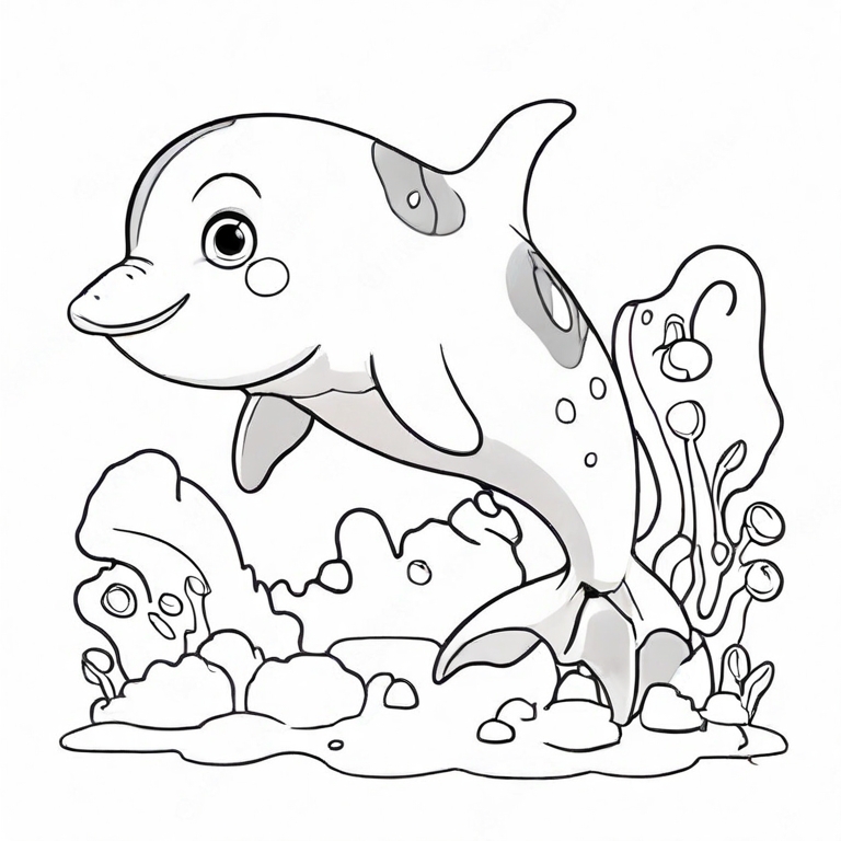 cartoon dolphin drawing