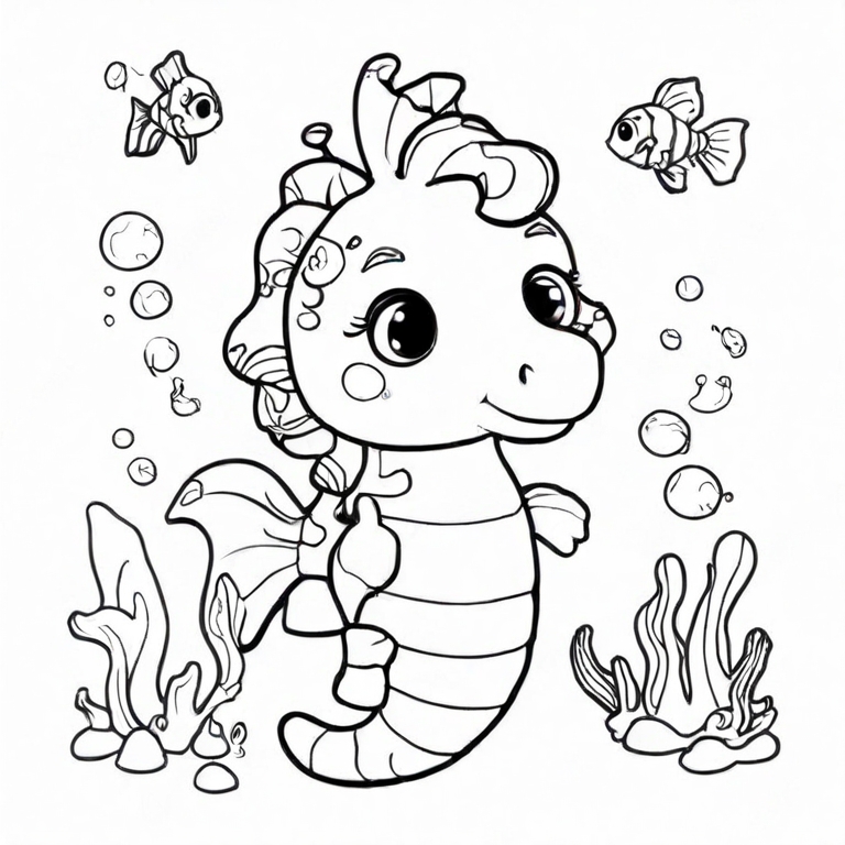 cartoon seahorse drawing