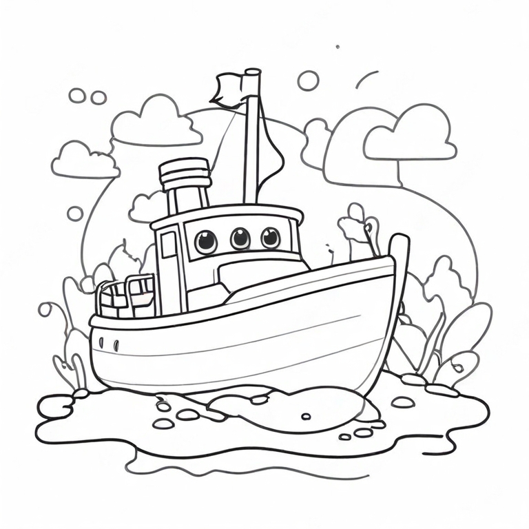 cartoon boat drawing