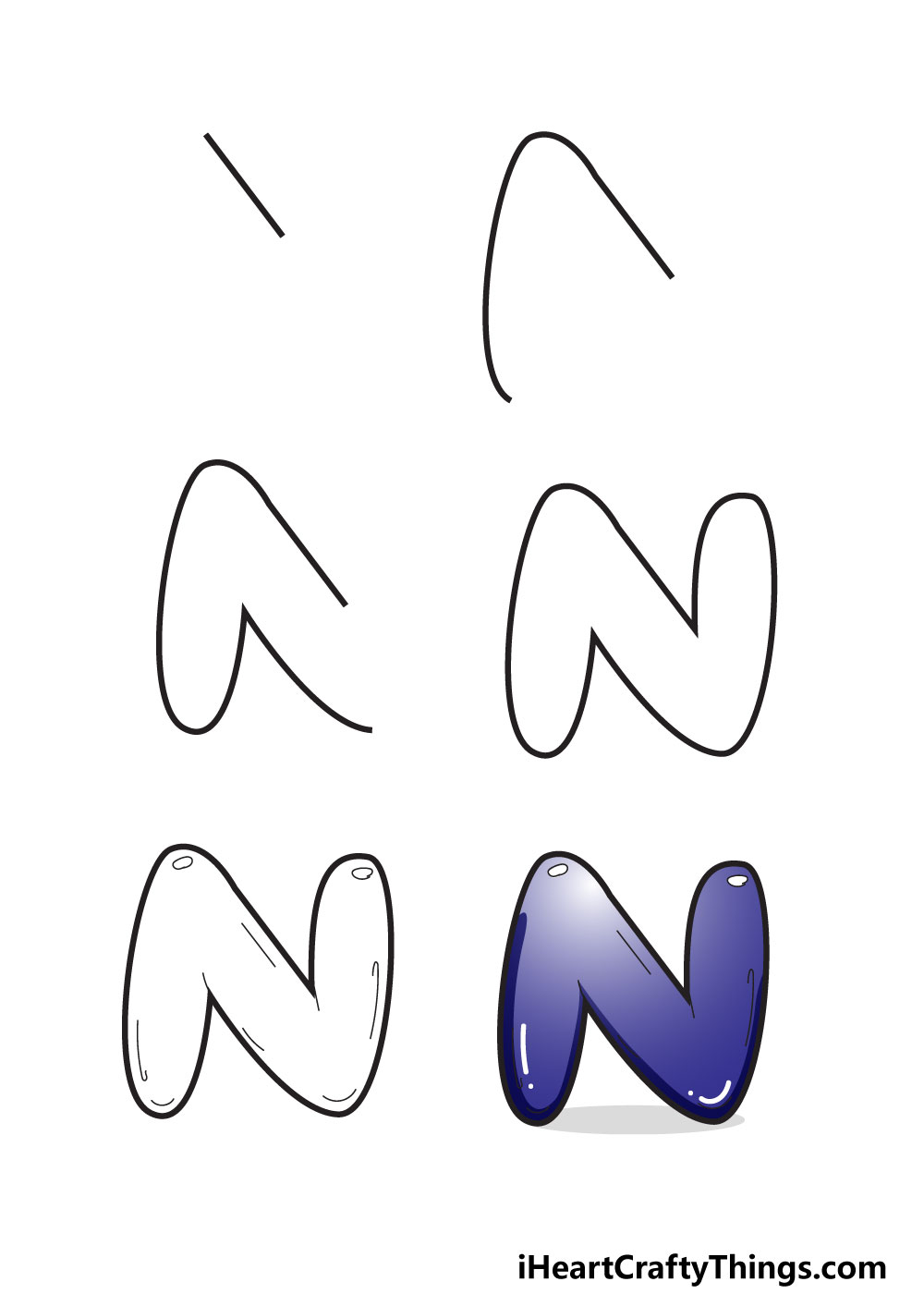 lowercase n in bubble letters