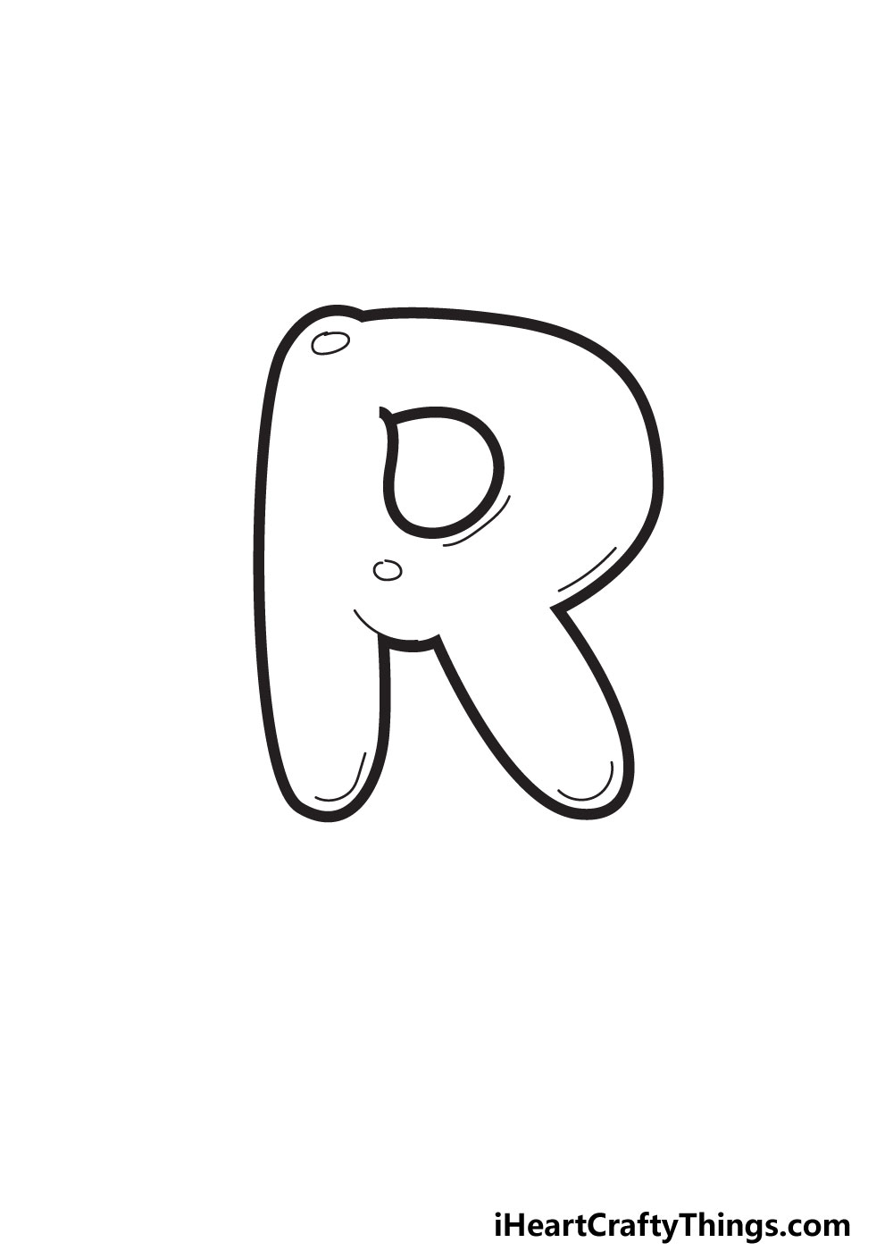 The Letter R In Bubble Letters With Color