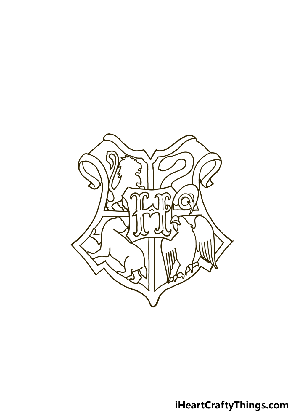 How to Draw the Hogwarts Crest step 3
