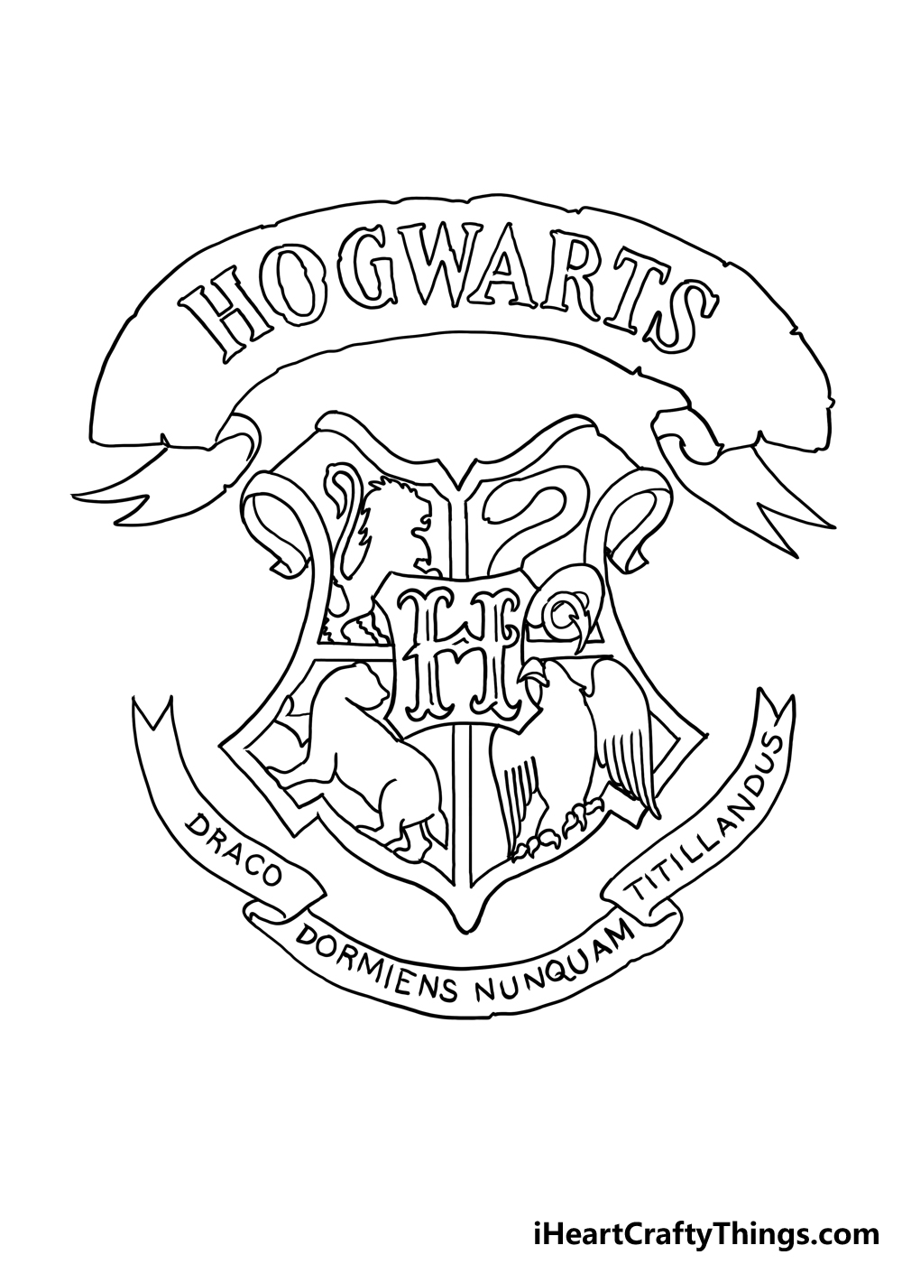 How to Draw the Hogwarts Crest step 4
