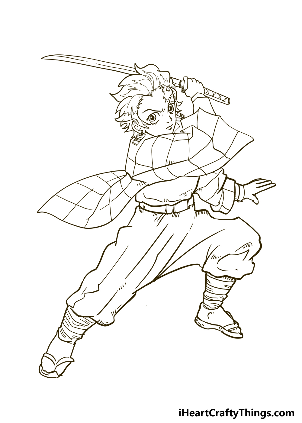 Tanjiro Anime sketch, Character drawing, Anime character drawing