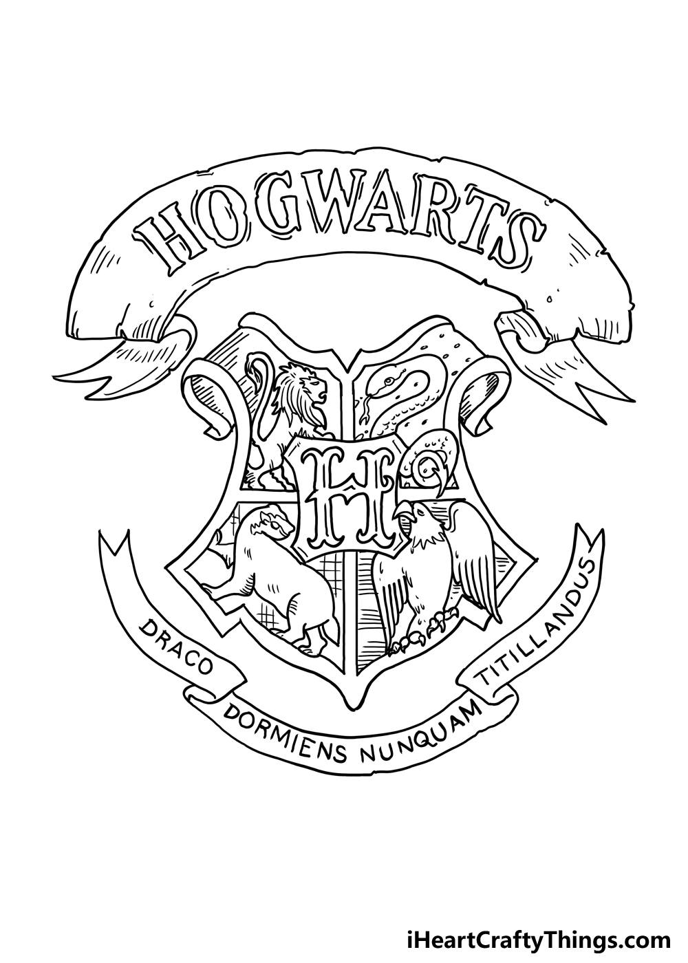 How to Draw the Hogwarts Crest step 5