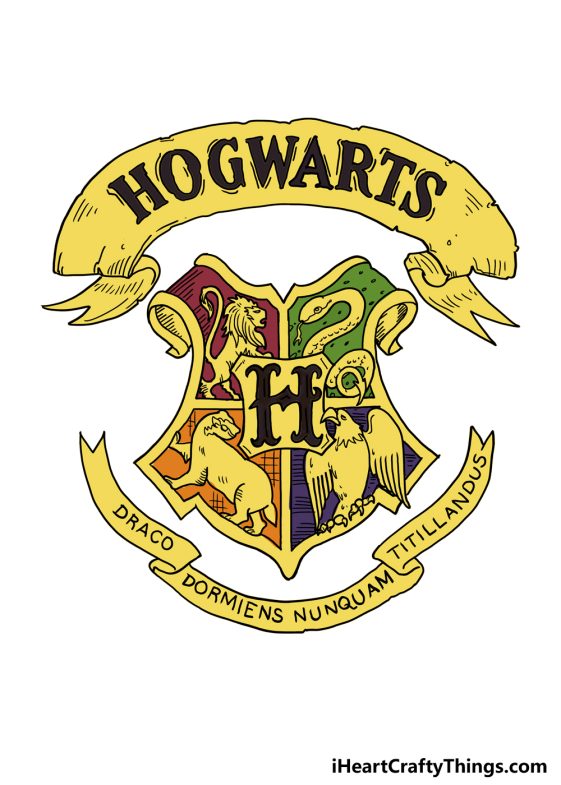 How To Draw The Hogwarts Crest Step By Step!