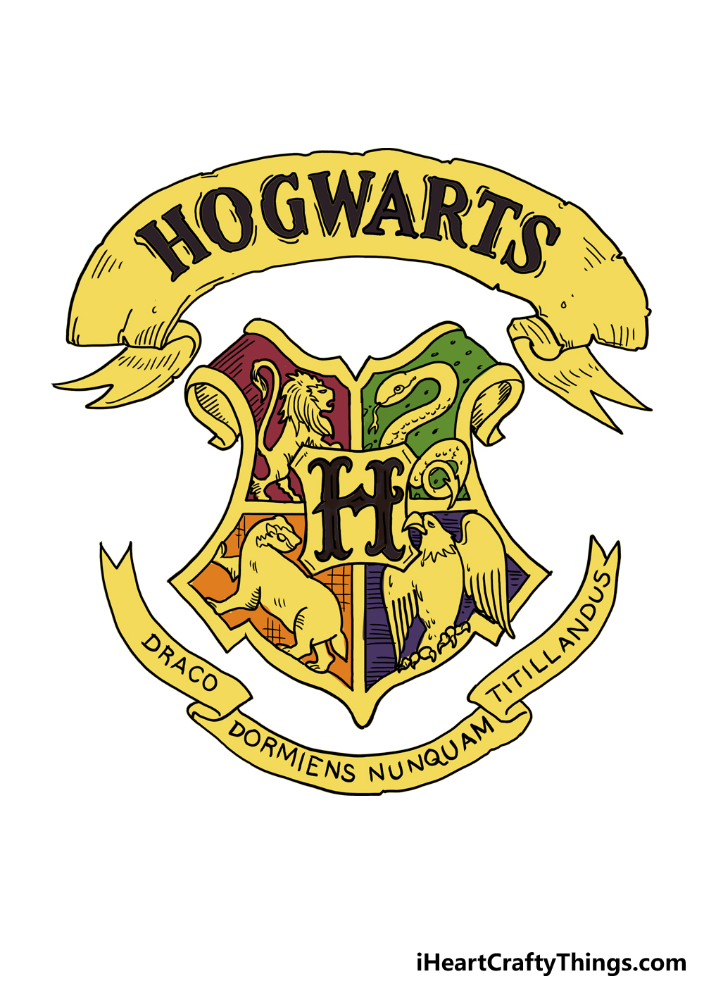How to Draw the Hogwarts Crest step 6