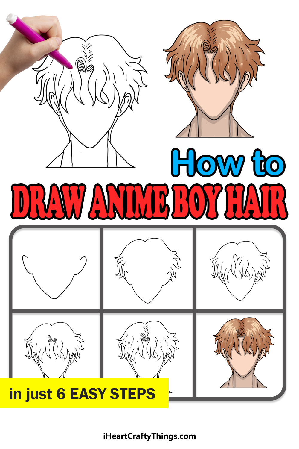 How to Draw Anime Boys Hair step by step guide