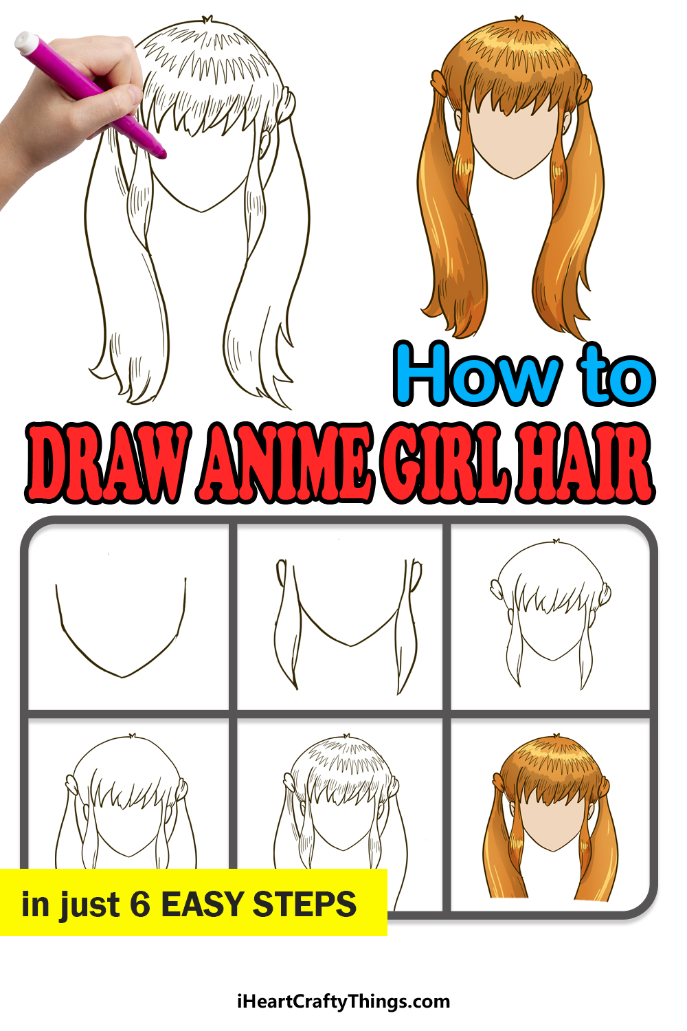 How to Draw Anime Girls Hair step by step guide