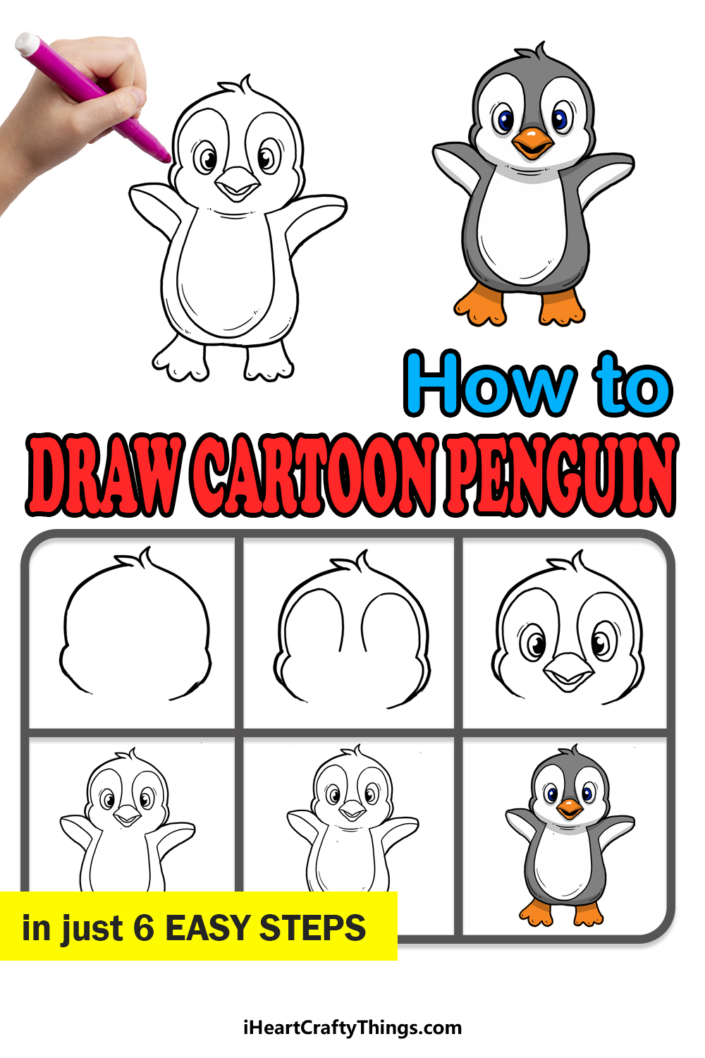 How to Draw A Cartoon Penguin step by step guide