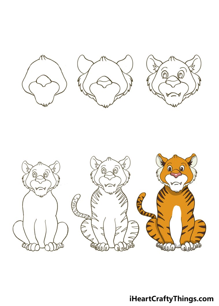 How To Draw A Cartoon Tiger Step By Step!