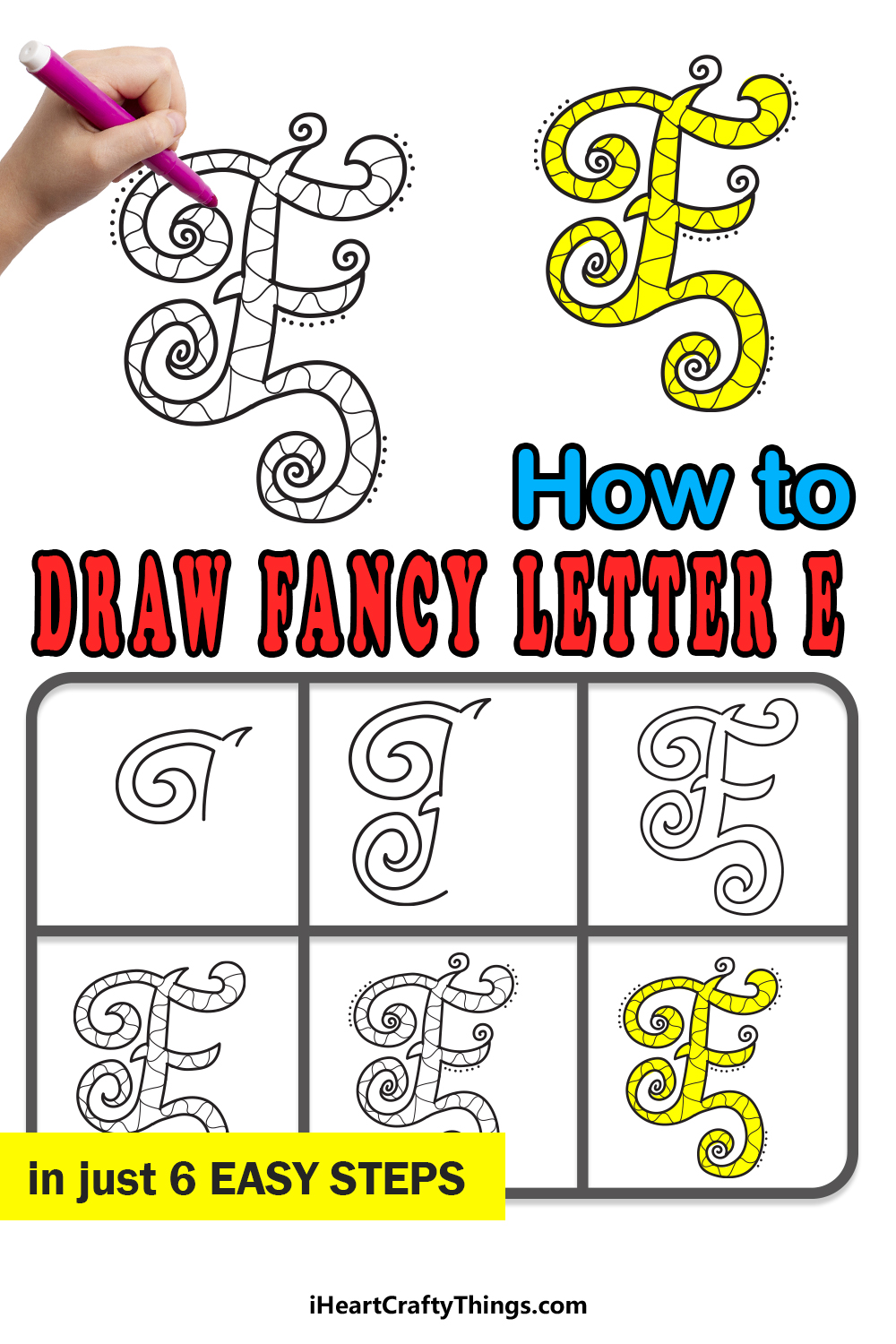 How To Draw Your Own Fancy E step by step guide