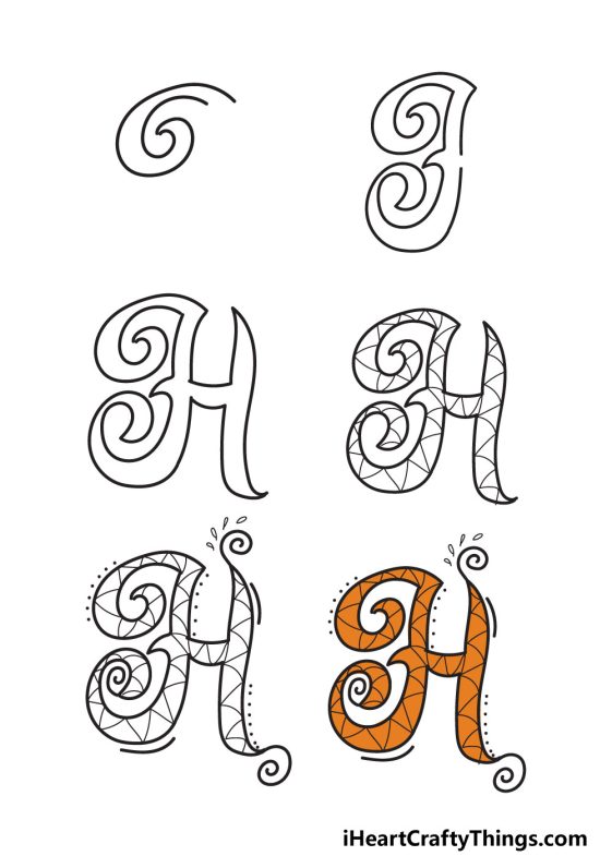 Fancy Letter H: Draw Your Own Fancy Letter H In 6 Easy Steps