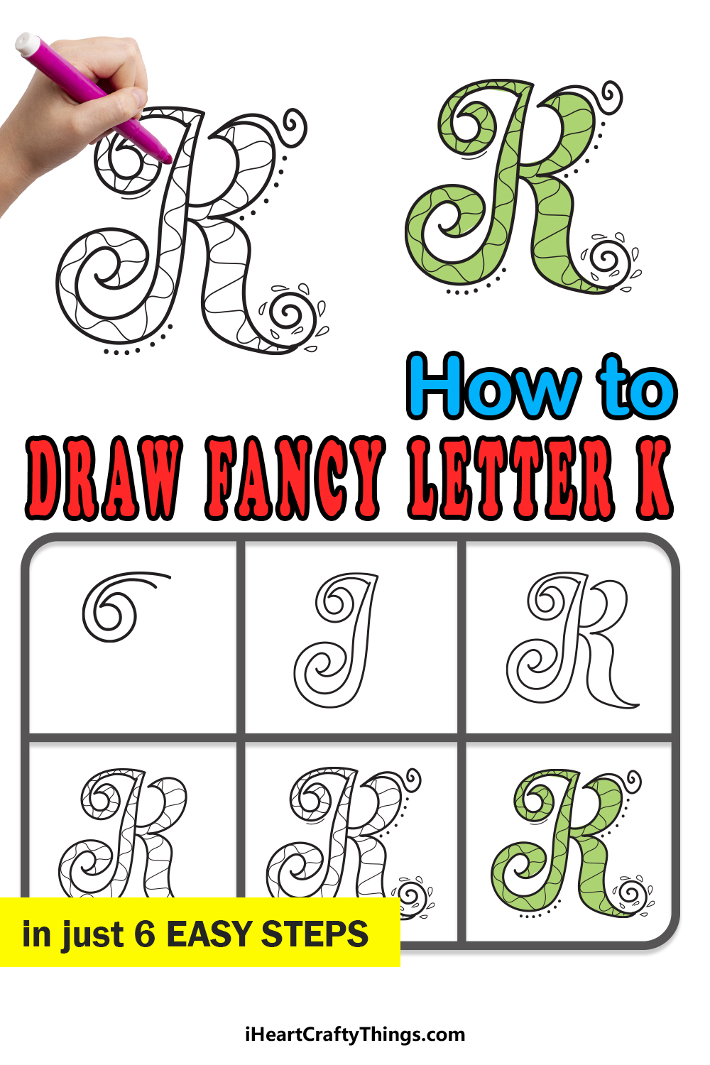 How To Draw Your Own Fancy K step by step guide