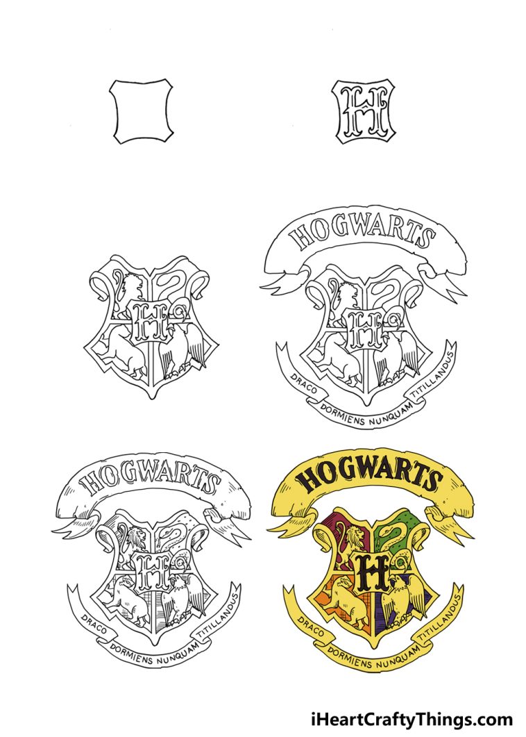 How To Draw The Hogwarts Crest Step By Step!