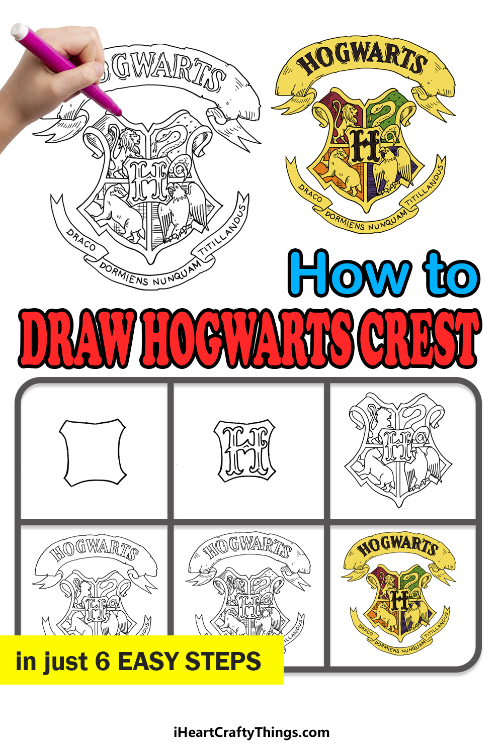 How to Draw the Hogwarts Crest step by step guide