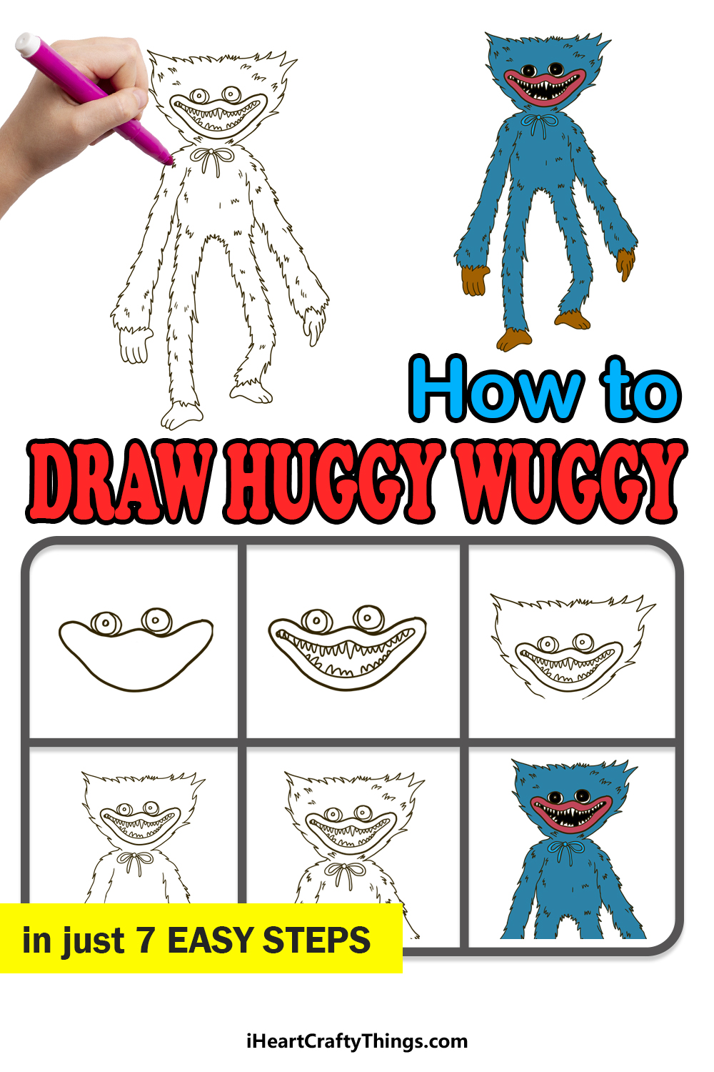 How to Draw Huggy Wuggy step by step guide