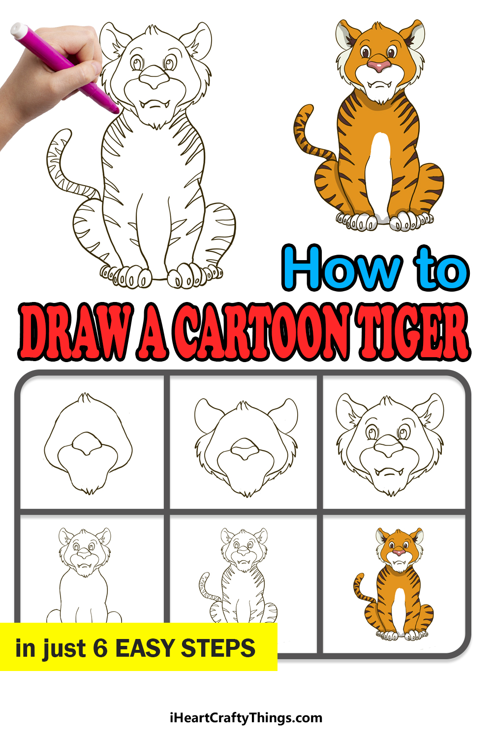 How to Draw A Cartoon Tiger step by step guide