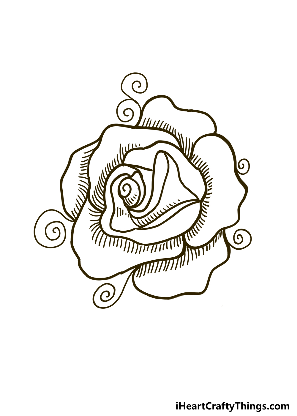 How to Draw A Rose Tattoo step 5