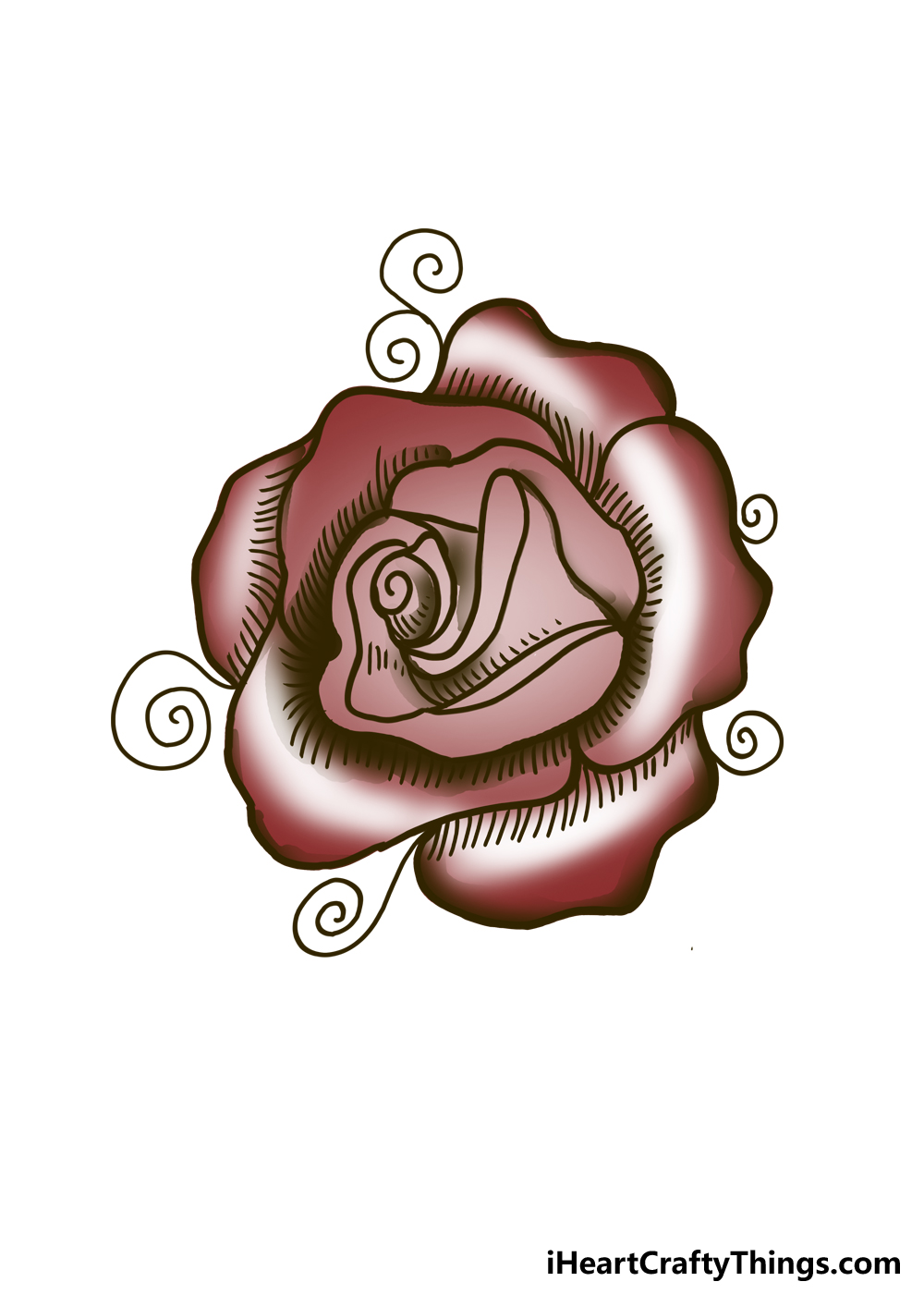 How to Draw A Rose Tattoo step 6
