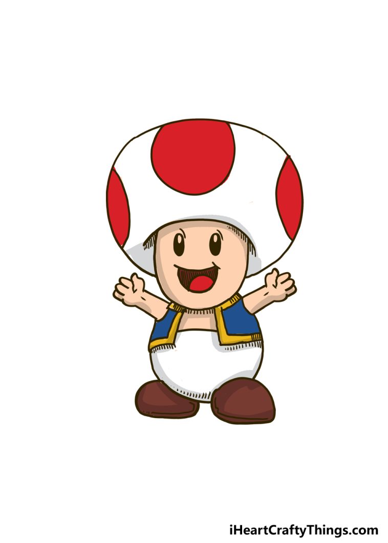 How To Draw Toad From Mario Step By Step!
