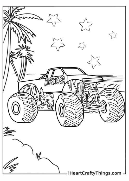 Avenger Monster Truck Coloring Sheet For Kids