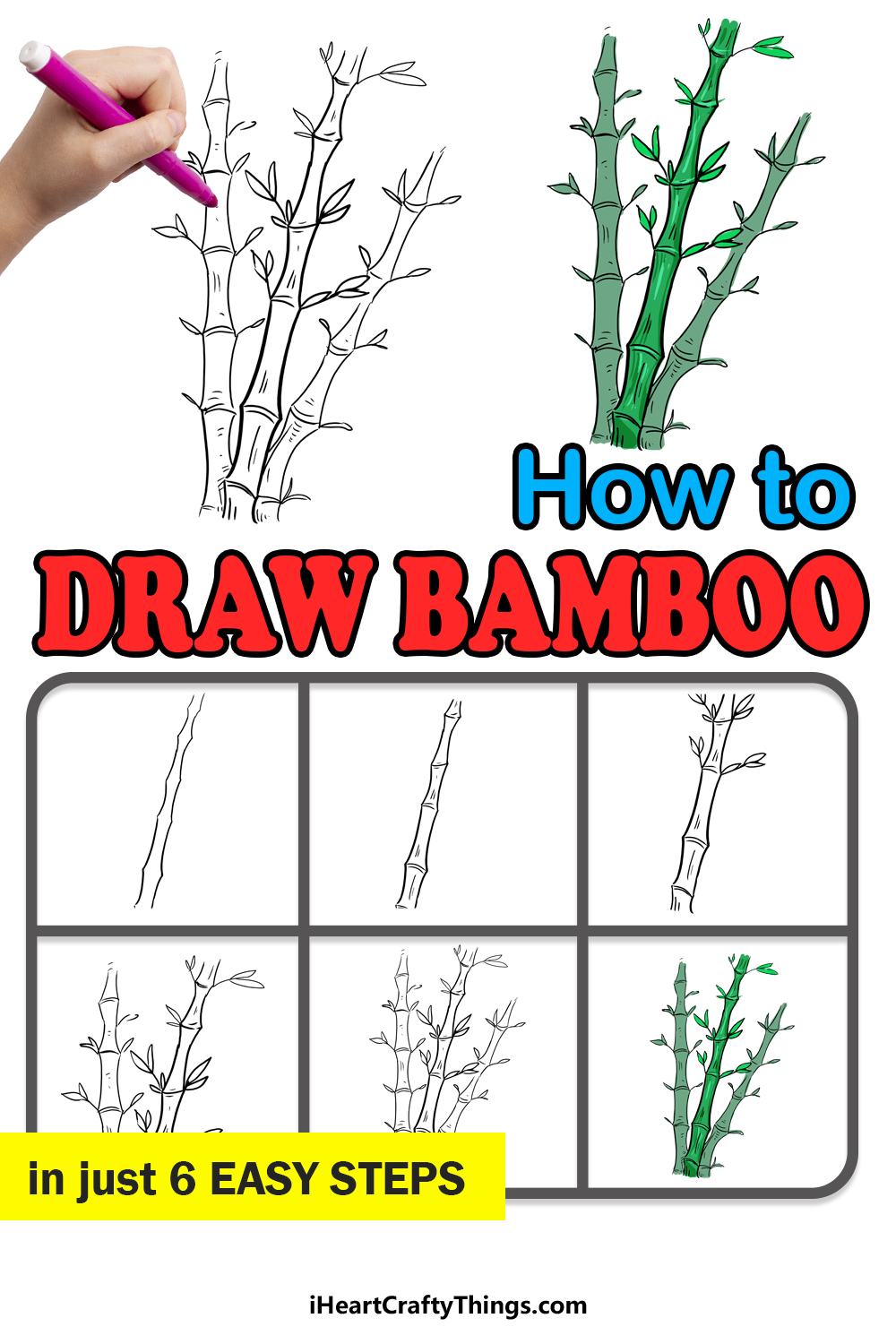 how to draw bamboo step by step