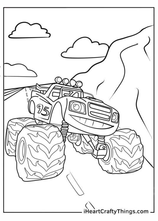 Cars Themed Monster Truck Coloring Page