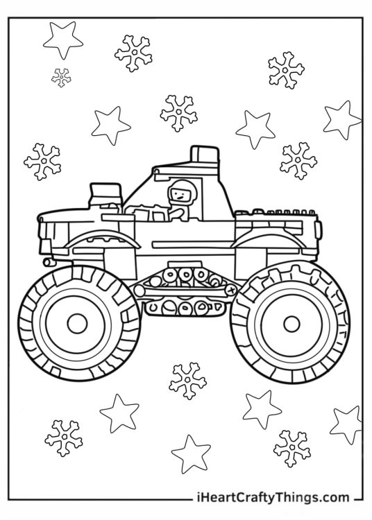 Coloring Page Of a Lego Monster Truck