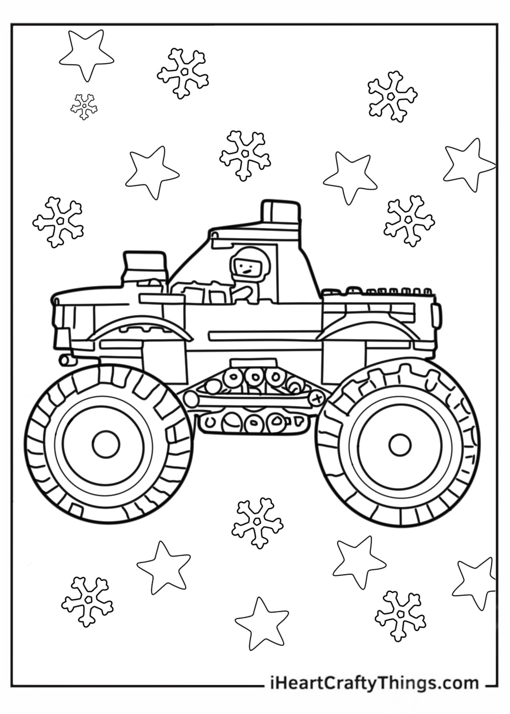 Coloring Page Of a Lego Monster Truck