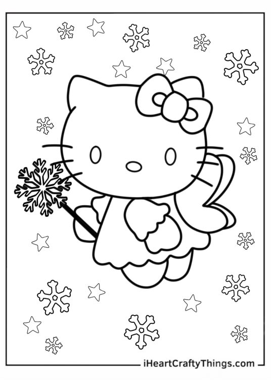 Coloring Sheet Of Winter Hello Kitty Fairy