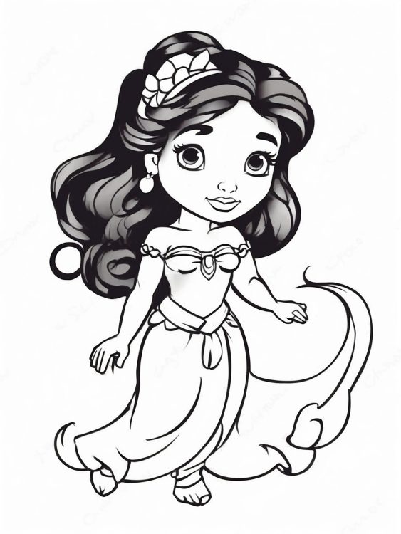 Cute Princess Jasmine Coloring Page