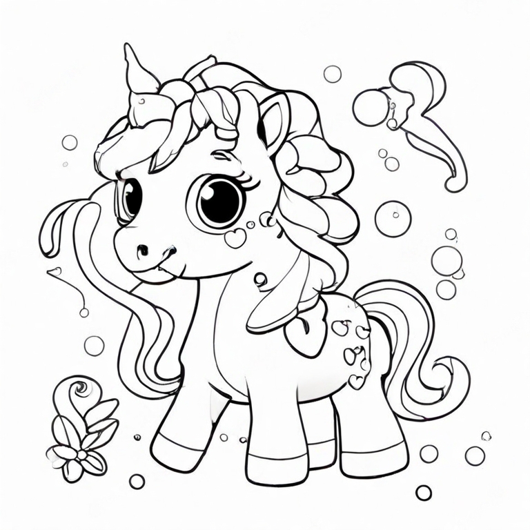Cute Unicorn Seahorse Coloring Page For Kids