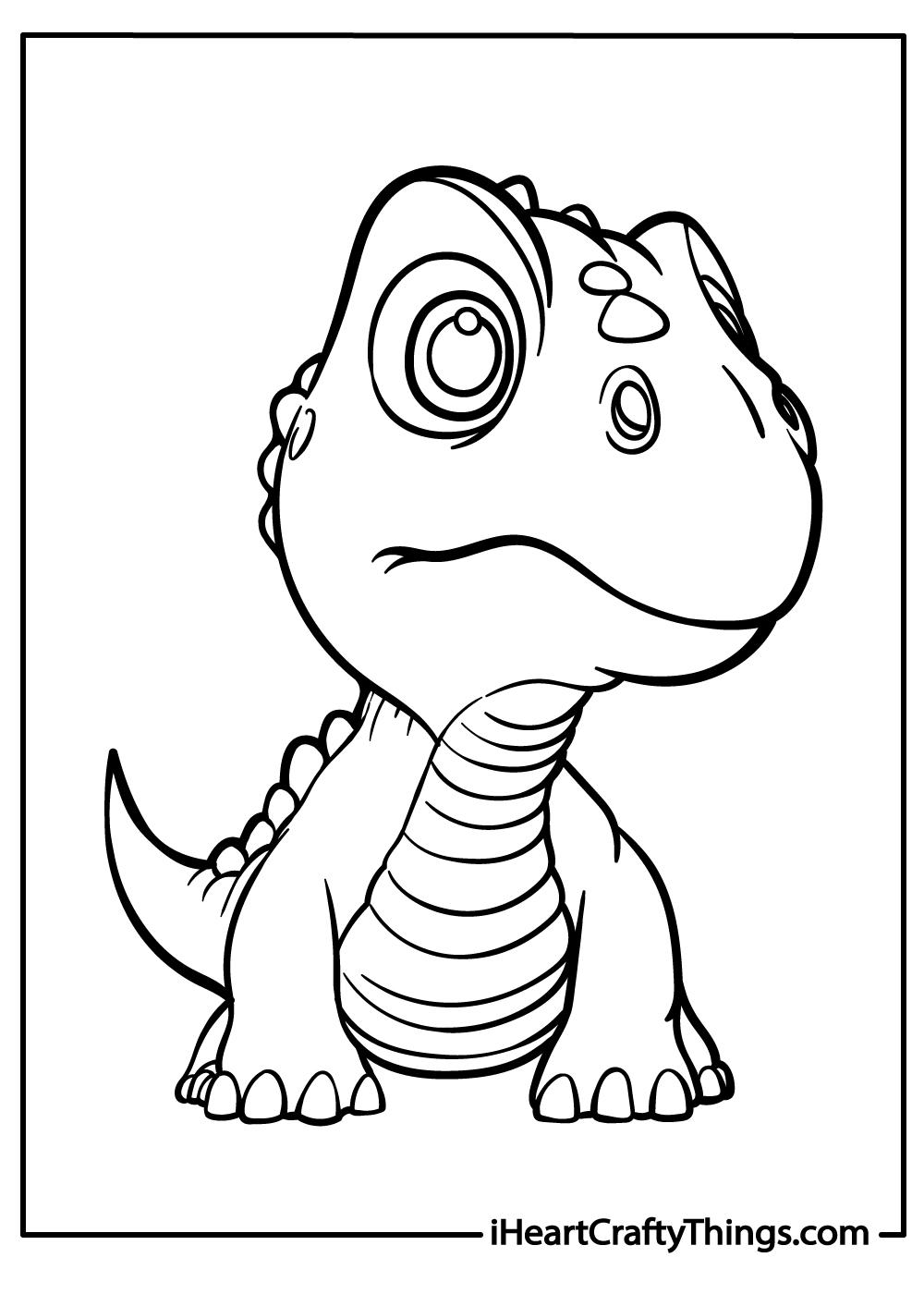 Sad baby dinosaur coloring page kids printable