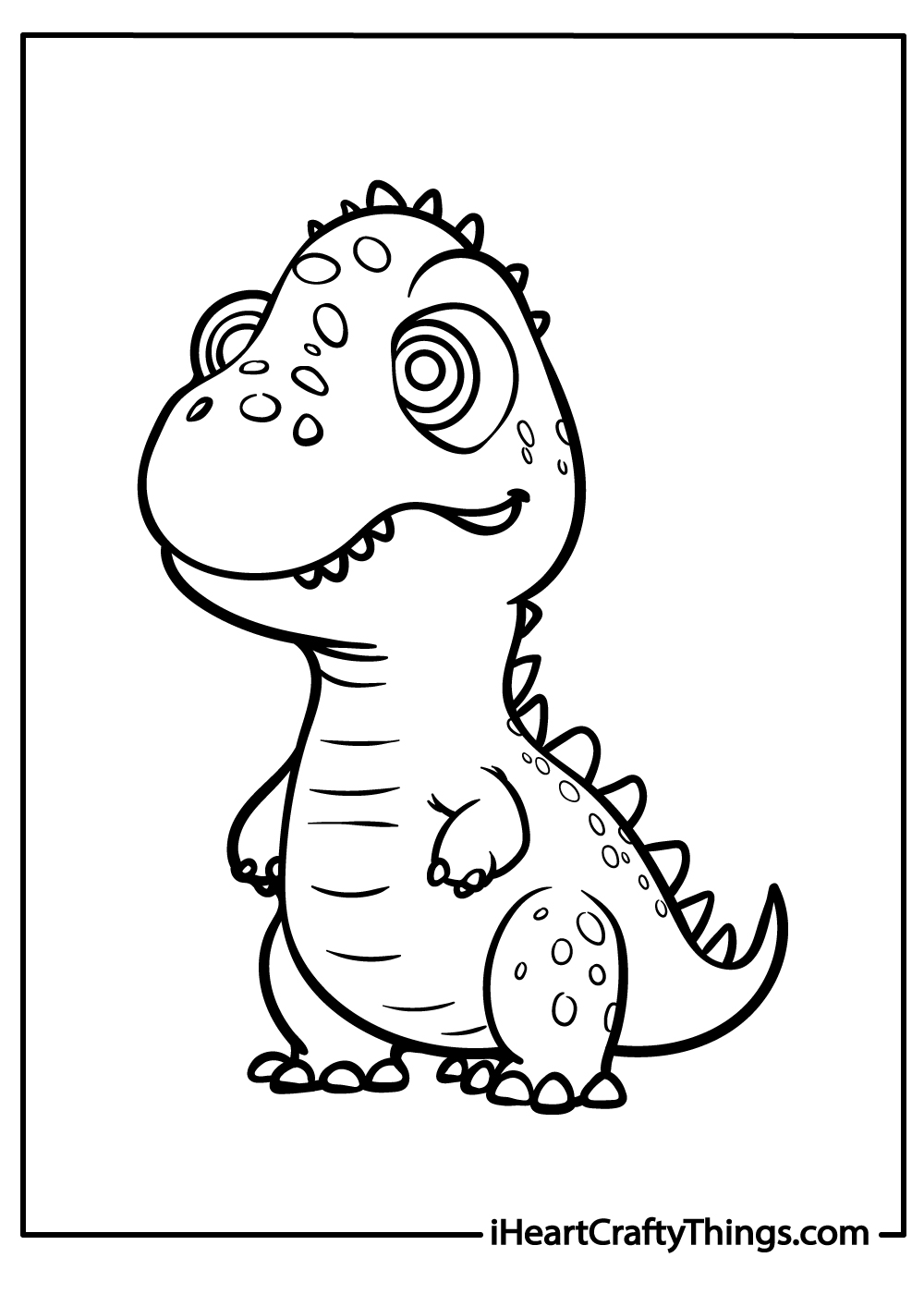 Easy How to Draw Simple Dinosaurs Tutorial and Dinosaur Coloring Page