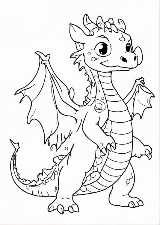 Easy To Color Dragon For Toddlers