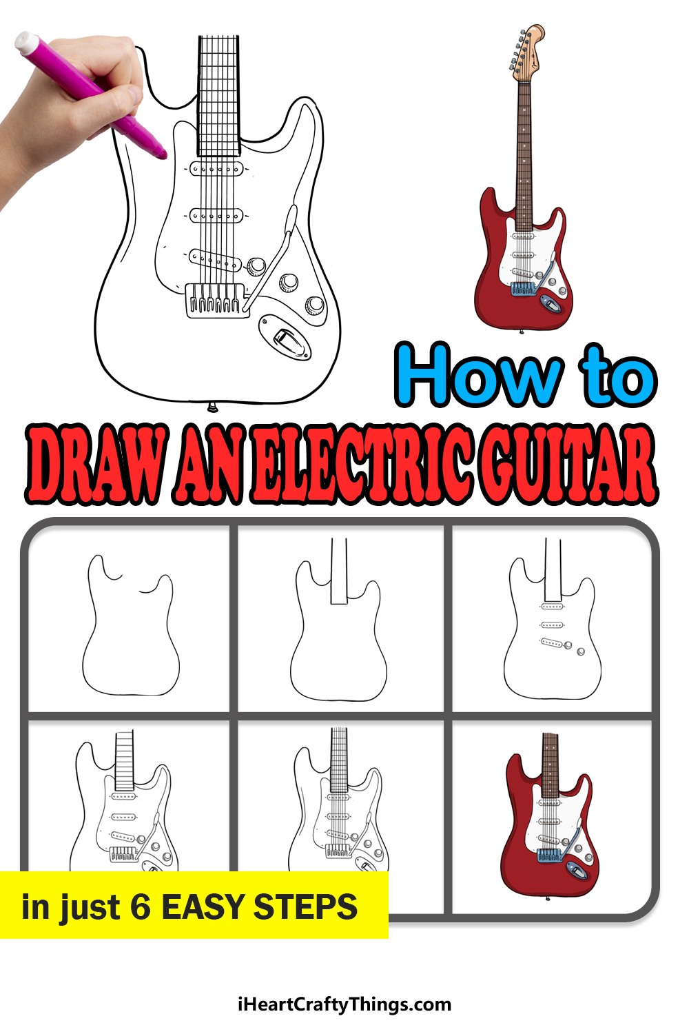 Learn How to Draw an Electric Guitar (Musical Instruments) Step by Step :  Drawing Tutorials | Guitar drawing, Guitar sketch, Guitar outline