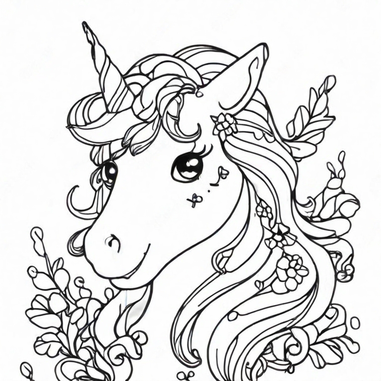 Enchanted Unicorn Head Coloring Sheet