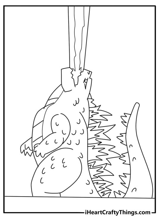 Godzilla firing atomic breath into the sky printable coloring page